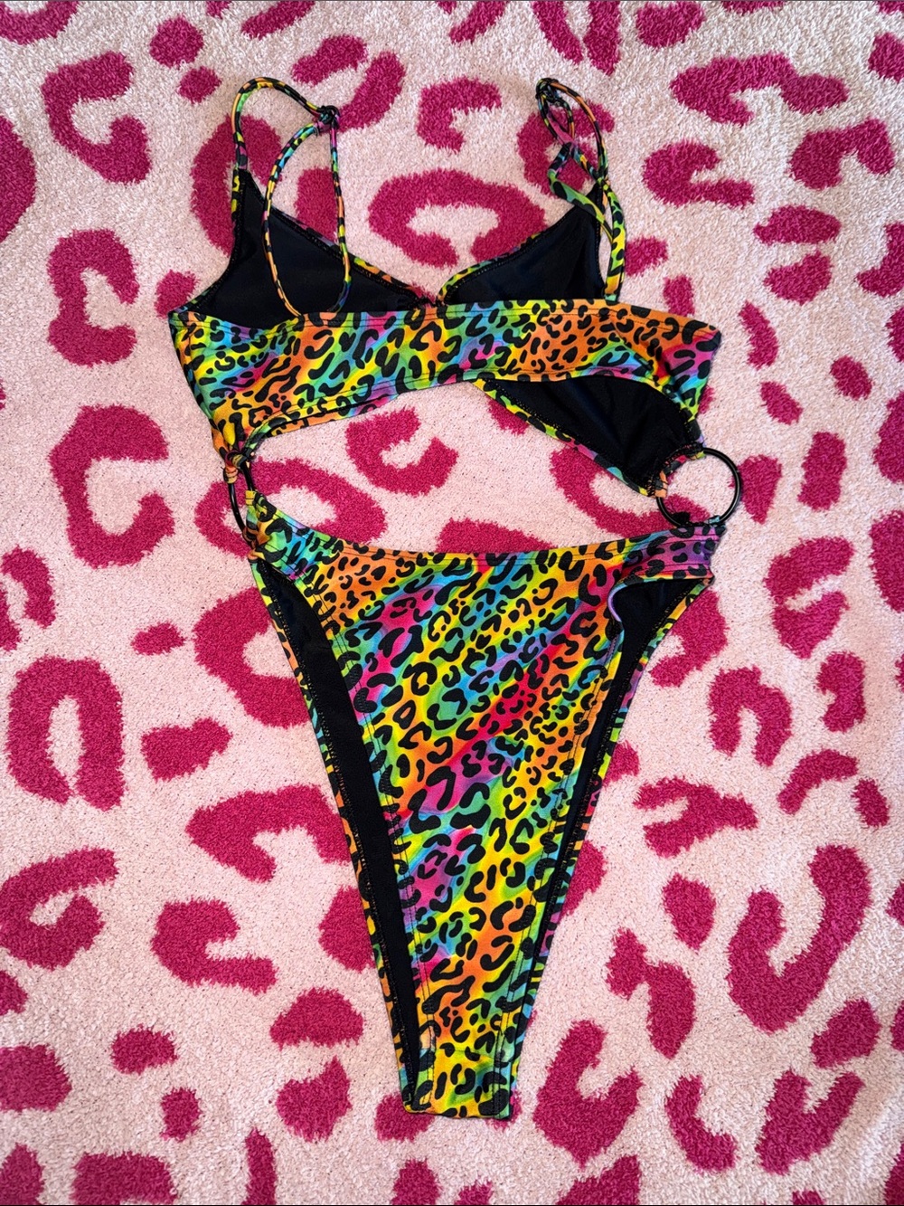 Rave After Rave Leopard Cutout High Rise Bodysuit - Bright Multicolor - Picture 3 of 3